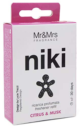 Mr & Mrs Fragrance Nachfüllpack für Auto-Lufterfrischer, Niki, Zitrus- und Moschusduft