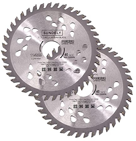 2X Saw Blade Angle Grinder Disc 115mm X 22.2mm X 40T Wood Plastic Cutting | Carbide Tipped TCT, Circular, for Laminate Plywood Tree PVC Trimmer Cutter, 40 Teeth, 4.5 X 0.87, 2 Pieces