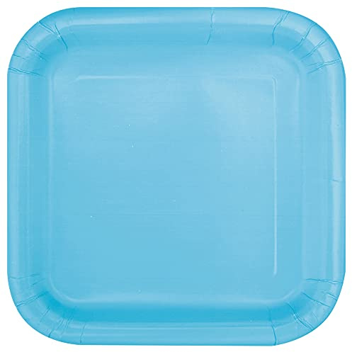Unique Party- Assiettes en Carton Carrées Écologiques-18 cm-Couleur Bleu Pastel-Paquet de 16, 30900EU, Light Blue