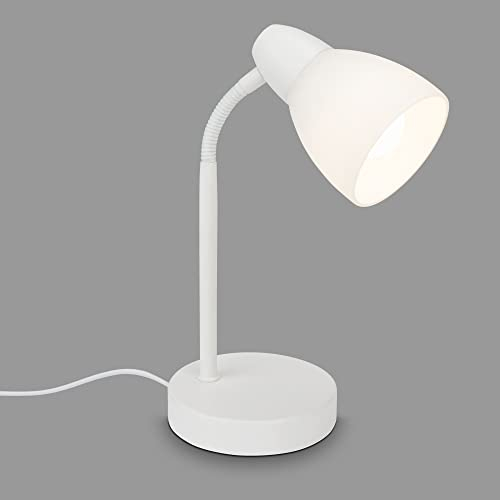 Briloner Leuchten - Tischleuchte, Tischlampe inkl. Kabelschalter, 1x E14, max. 25 Watt, Weiß, 185x300mm (DxH)