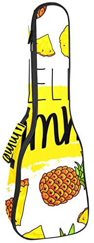 Ukulele väska hej sommar tropisk ananas frukt ukulele fodral för sopran tenor konsert 23 tum 10 mm tjock mjuk vadderad justerbara remmar spelväska