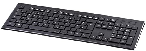 Hama Comfortable, wireless Cortino keyboard for daily use (full size, QWERTY, USB A, 2.4 Hz technology, 105 keys, 44.5 cm wide), black