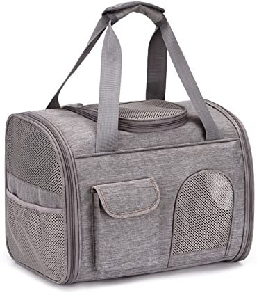 PETCUTE Transportbox für Hunde und Katzen,Katzenrucksack Hunderucksack,Atmungsaktiv Haustier Rucksack mit Herausnehmbarer Matte,Faltbar Katzentransportbox,Transportbox Hund für Reisen im Flugzeug