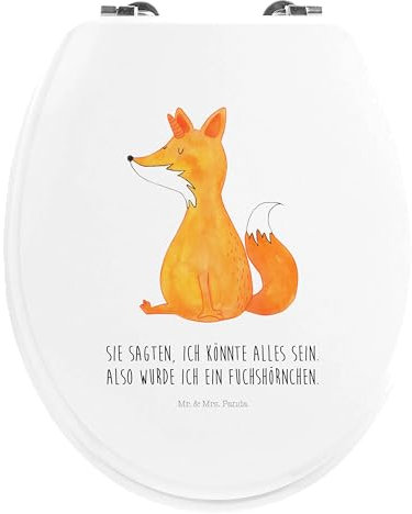 Mr. & Mrs. Panda Motiv WC Sitz Einhorn Wunsch - Geschenk, Toilette, Klodeckel, Klobrille, Fuchs, WC-Sitz, Einhörner, Unicorn, Toilettendeckel,