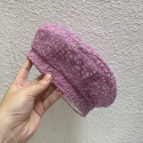 tcax Baskenmütze Damen Damen Einfarbig Strick Baskenmütze Damen Künstler Baskenmützen Frühling Lässige Dünne Baumwoll Baskenmützen Für Frauen Sommer Beanie,Lila,56-58Cm