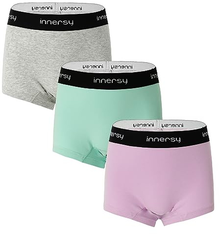 INNERSY Teenage Girls Period Pants, 14-16 Years, Heather Grey/Purple/Green
