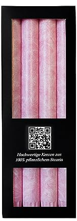 4 Stearin Stabkerzen durchgefärbt 250mm x Ø 22mm - Marmorierte Kerzen mit rückstandsfreiem Abbrand, 10h Brenndauer, rußarm, geruchsneutral