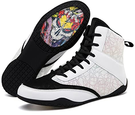 Boxschuhe für Frauen, Damen Atmungsaktive Squat Schuhe rutschfeste Wrestling Turnschuhe Leichte Kickboxen Trainingsschuhe,Weiß,40 EU