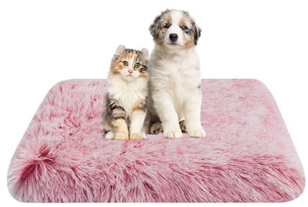 FANSU Hundebett Waschbar Katzenbett Flauschig Hundebetten Weiche Beruhigende Haustierbett Waschbar und Abnehmbar für Kleine Mittlere oder große Hunde (75x50x6cm,Farbverlauf Rosa)