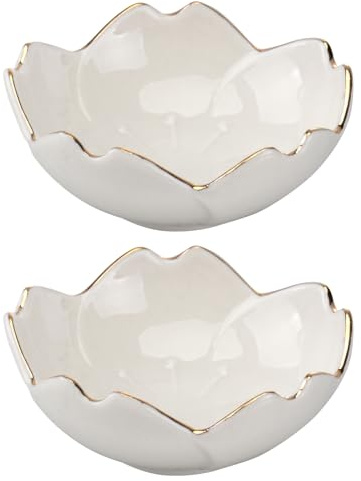 MUCKLILY Porcelain Sauce Dish Set of 2 Shape Dipping Bowl for Soy Sauce Vinegar Seasoning Salt and Snacks Ceramic Condiment Plate for Sushi BBQ Picnic Kitchen Use