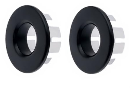 JZK 2PCS 3CM Matt black plated copper metal bathroom sink overflow ring replacement, basin overflow hole insert plug round cover ring for kitchen and bathroom wash basin bowl sink trim