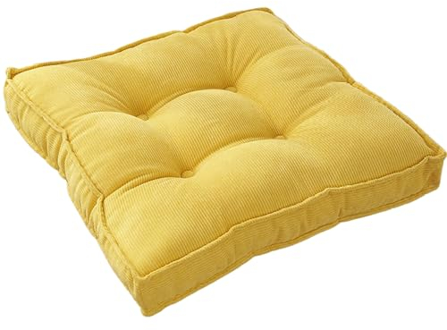 Generisch Kissen, Dicke quadratische Kissen, wendbar, Bodenkissen, waschbar, Terrassenpolster für Esszimmer, Garten, Balkon, Küche, Heimdekoration (gelb, 40,6 x 40,6 cm)