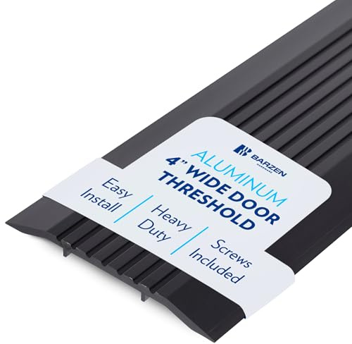 Door Threshold - Premium Low-Profile Corrugated Aluminum Door Saddle Flat Transition Exterior Door Threshold Strip - Black Anodize, 4 Wide x 72 Long