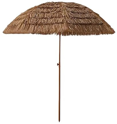 Sonnenschirm für Balkon mit Halterung Balkonschirm Neigbar und Höhenverstellbar Balkon Strand Strohschirm Geeignet für Garten und Strand(Color:Natural B,Size:160CM)