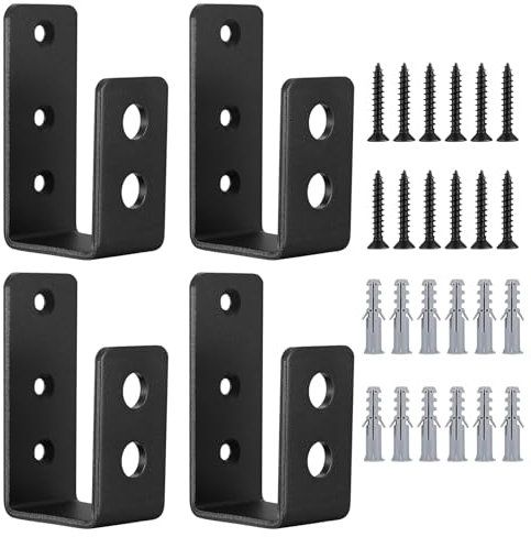 4 Piezas Soportes de Barricada de Puerta en Forma de U, Soporte de Seguridad Antirrobo, Soporte en U de Acero, Soporte de Barra de Seguridad para Madera de 2 x 4
