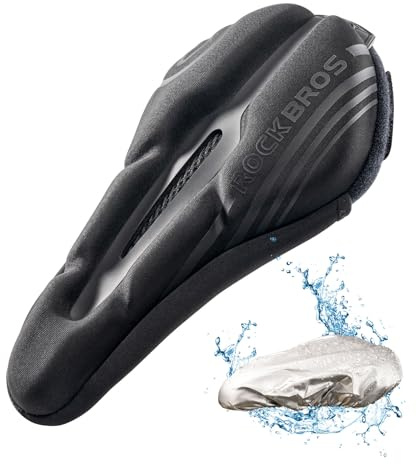 ROCKBROS Cykelsittdyna silikongel vadderad cykel sittdyna extra bekvämt cykelsätesskydd cykel sadelkudde för cykling, mountainbike, motionscykel, vägcykel, svart