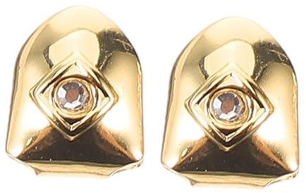 GALPADA 2stücke Hip-hop Einzelzahn Zahnschmuck Mit Funkelndem Strass Goldfarbener Kupfer-zahnschmuck Dekorative Rapper Accessoires Langlebig Und Formstabil Geschenkidee