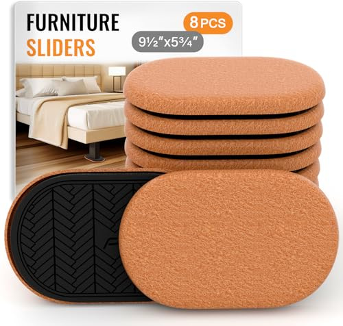 Furniture Sliders for Hardwood Floors Felt Large 8 PCS 24cm x 14.5cm Oval Reusable Furniture Slider with Extra Thick Design - Heavy-Duty Furniture Movers - Felt Sliders Effortless Moving | 8 Pack 9-1/2 Oval Reusable Furniture Slider with Extra Thick Design Orange Felt Sliders for Hard Surfaces Effortless Moving