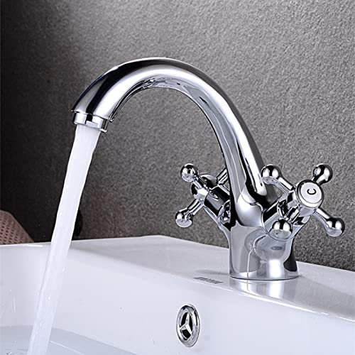 Washbasin Hot and Cold Water Faucet, Hot and Cold Mixing Valve, Full Copper Basin, Hand Washing, Pressurized Large Water Faucet