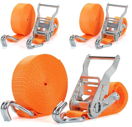 IAZZCO 2 x 2000KG Heavy Duty Ratchet Straps, 6M x 40MM, with J Hook | Tie Down Straps with Cam Buckle, Cargo straps for Motorcycles/Car/Trailer/Household