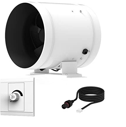 Bathroom Exhaust Fan 6inch Exhaust Fan Adjustable Speed Duct Fan Kitchen Attic Window Airflow Booster Air Ventilator Pipe Ventilation Extractor Bathroom Fan(A)