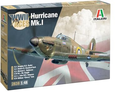 Italeri 2838 1:48 Hurricane Mk 1 Aces - originalgetreue Nachbildung, Modellbau, Plastik Bausatz, Basteln, Hobby, Kleben, Modellbausatz, Zusammenbauen, unlackiert