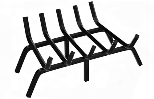 FEED GARDEN Small Fireplace Grate 17 inch Heavy Duty Cast Iron Fireplace Log Holder, 1/2 Solid Steel Bar Fire Pit Grate for Indoor Outdoor, Wood Stove Fireplace Accessories Firewood Burning Rack