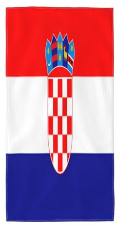 HCVXBSA Badetücher, Küche, Gesicht, Strand, Mikrofasertuch, Waschhandtücher für Badezimmer, weich, saugfähig und langlebig, für Bad, Flagge der Republik Kroatien, 35,1 x 69,8 cm