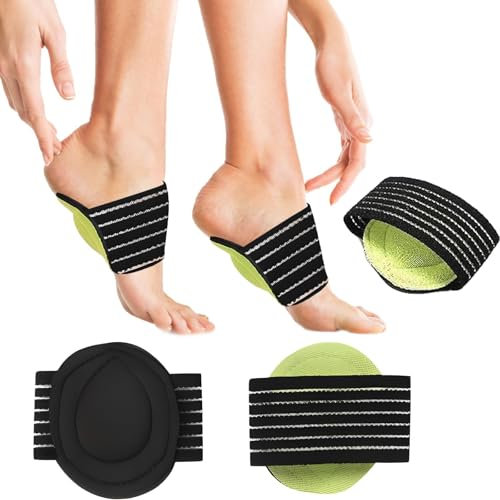 RNXSIB 2 paia di fasciatura per arco plantare regolabile, per supporto e sollievo ferite piedi piatti, verde e nero, per uomo e donna