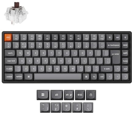 Keychron K2 Max Custom Mechanical Keyboard, Aluminum Frame QMK Programmable 75% Layout, Bluetooth 5.1/2.4 GHz/Wired with RGB Hot-swappable Super Brown Switch for Mac Windows Linux - UK Layout