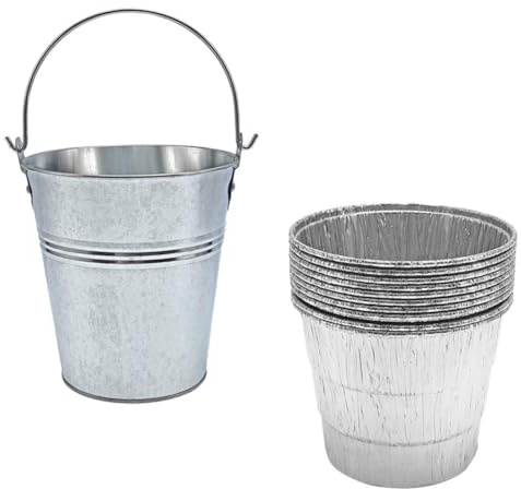 UKCOCO 10pezzi Secchio Raccolta Grasso per Barbecue Esterno con Fodere USA e Getta Contenitore Olio per Graticola Facile da Pulire e Sostituire Accessorio Camping e Fumatori