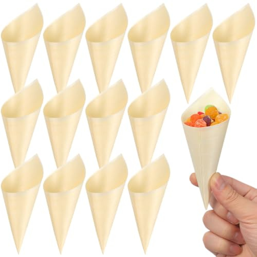 VICASKY 50 Eiswaffeln Beige 50 Stück und Einweg Dekorative Kegelbecher für Catering und Hochzeit