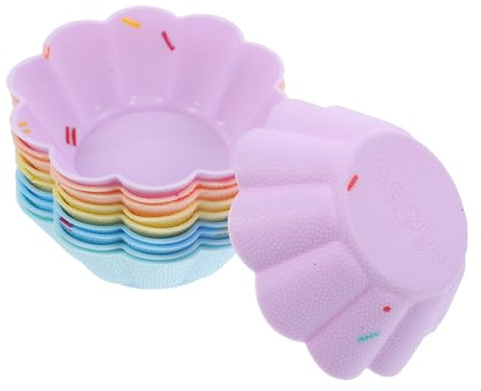 MUELODSIC 10 pezzi Stampi Silicone per Muffin e Cupcake Riutilizzabili Teglia Antiaderente per Dolci Formine Resistenti e Leggere in Colori Pastello Adatte per Forno e Uso