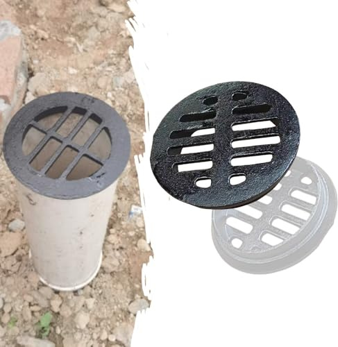 IMUNKT Round Drainage Grate Cover 4/6/8in Cast Iron Sewer Grate Outdoor Floor Drain Cover Drain Pipe Grate Cover For Small Lawns(50mm-1.96in)