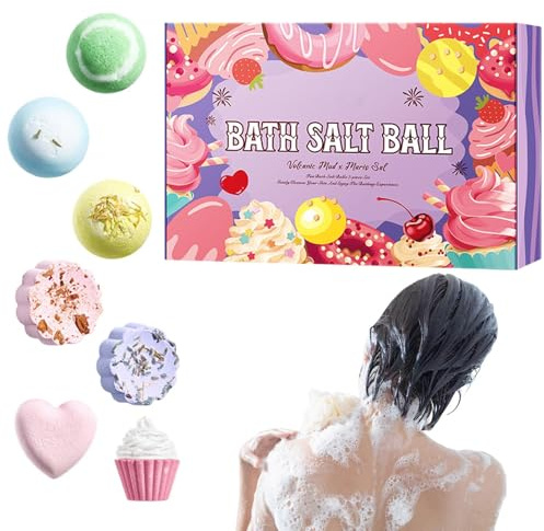 Badekugeln für Damen | 7 Stück natürliche organische Badesalze für Kinder, für Damen Kinder Weihnachten Muttertag - Pflege Spa Badewanne täglich