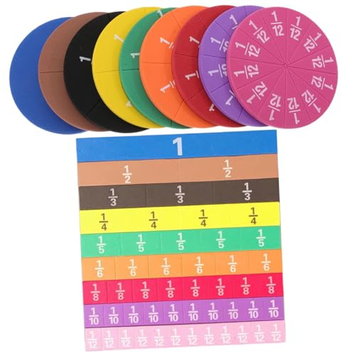 MOTHNUR 2 Sets Magnetic Fraction Circles Boys and Girls Fraction Cognition Trays for Early Educational Plaything at School