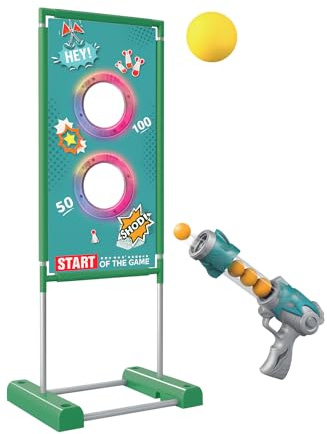 Foam Ball Gun with 12 Soft Bullets & Mobile Target | Light Powered Air Soft Gun for Kid | Shooting Games for Kids | Toy Guns for Kids | Holiday and Birthday Gift for Boys & Girls Ages 5+ Years Old