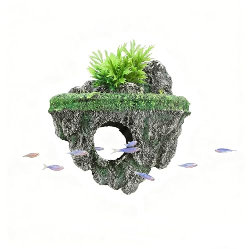 Civore Aquarium Floating Island, Interactive Decor Toy for Betta Fish, Guppies, Goldfish, Shrimps & Hermit Crabs