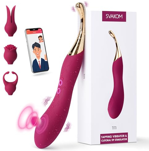 SVAKOM 3 in 1 Vibrator Dildo mit App Fernbedienung für G Punkt Klitoris, Vibratorensets für Frauen, Sex Spielzeug für die Frau und Paare, Hochfrequenz Silikon Vibratoren mit 3 Vibratorköpfe ersetzbar