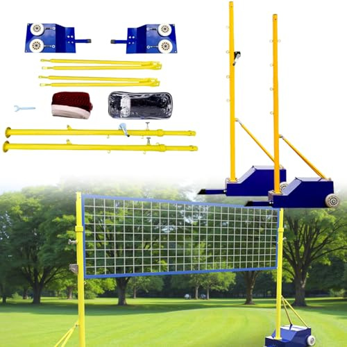 Sunseota Poteaux de Volley-Ball pour Jardin, avec Filet de Volley-Ball/de Badminton, poteaux de Volley-Ball Robustes pour intérieur et extérieur, hauteurs réglables avec Roues et 2 Filets