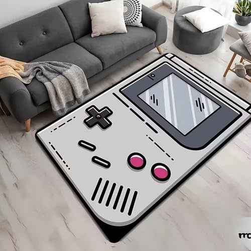 SOJAWA Retro Game Boy Gaming Teppich, 60x90cm Klassisches Handheld-Motiv Spielteppich, Kurzer Flor Anti-Rutsch Waschbarer Teppich für Spielzimmer, Retro-Gamer, Jugendzimmer, Wohnzimmer