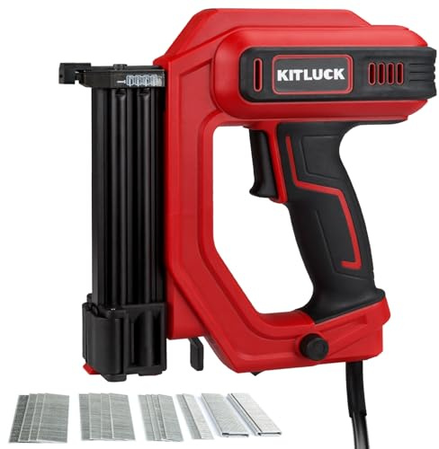 KITLUCK Brad Nailer, 2-in-1 120V Electric Staple Gun/Nail Gun with 1400pcs 18 Gauge Straight Nails and 400pcs Narrow Crown Staples for Woodworking, DIY Projects, Carpentry and Light Upholstery