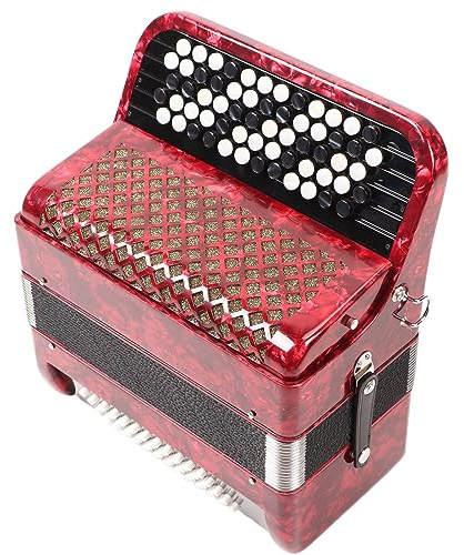 Karlak Akkordeon-Musikinstrument, 62 Tasten, 60 Bässe, für Anfänger Bis Profi, ABS, Rot