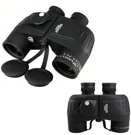 10×50 Fernglas Mit Kompass, Wasserdicht Hohe Vergrößerung Hochauflösender Entfernungsmesser Nachtsicht Bei Schwachem Licht Ideal Für Outdoor-Aktivitäten Bootfahren Angeln Und Segeln(Schwarz,10)