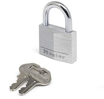 Master Lock 9140EURD Cadenas à Clé en Aluminium Massif, Gris, 4 x 5,9 x 1,3 cm