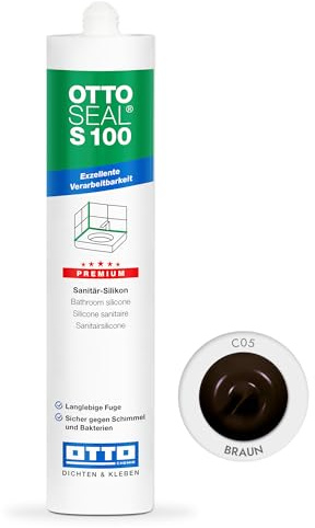 OTTOSEAL S 100 Premium-Sanitär-Silikon 300ml C05 braun – Sicher gegen Schimmel & Ideal für Bad, Küche & Wohnbereich – Hervorragend Glätt- & Modellierbar