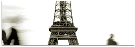 PANORAMA BILD 150x50cm (Paris Eifelturm schwarz weiß) EXKLUSUVES Fotowandbild auf Leinwand und Keilrahmen Leinwandbild Fotodruck modern Zeitlos Stilvoll wie ein Gemälde