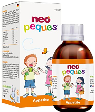 NEO PEQUES | Sciroppo per Bambini Appetito | 150 ml | Stimola l’appetito e Riduce la Sensazione di Stanchezza | A base di Estratti Vegetali e Oligoelementi | Gusto Lampone