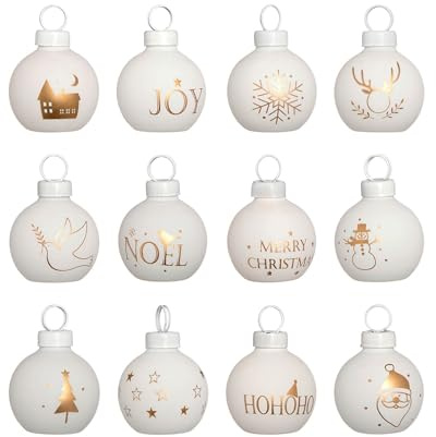 WeRChristmas Weihnachten Karte Dekoration, Kunststoff, mehrfarbig, 12 Stück