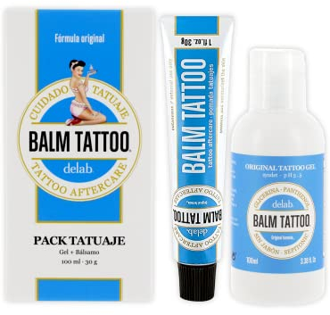 BALM TATTOO Tattoo Pflege Creme nach dem Tätowieren, Pflegecreme Haut 30 g und Waschgel 100 ml mit Panthenol für schnellere Wundheilung